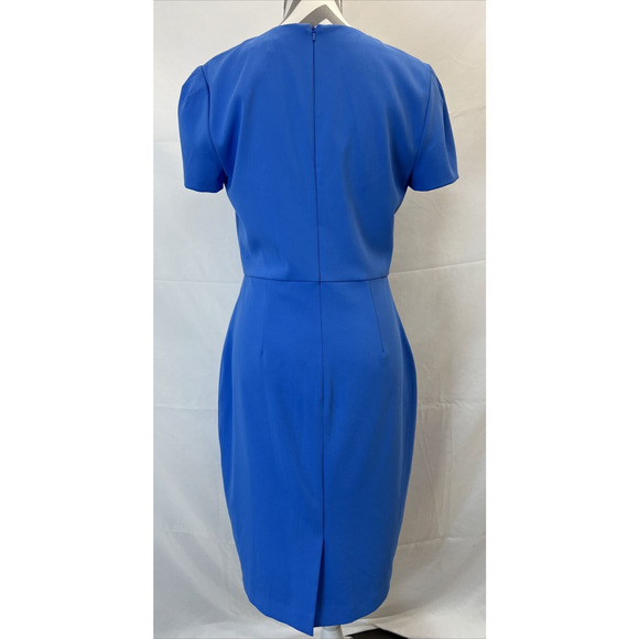 NWT Badgley Mischka Cornflower Blue Cocktail Dress sz 8 Slimming Pleats Charity - Picture 3 of 11